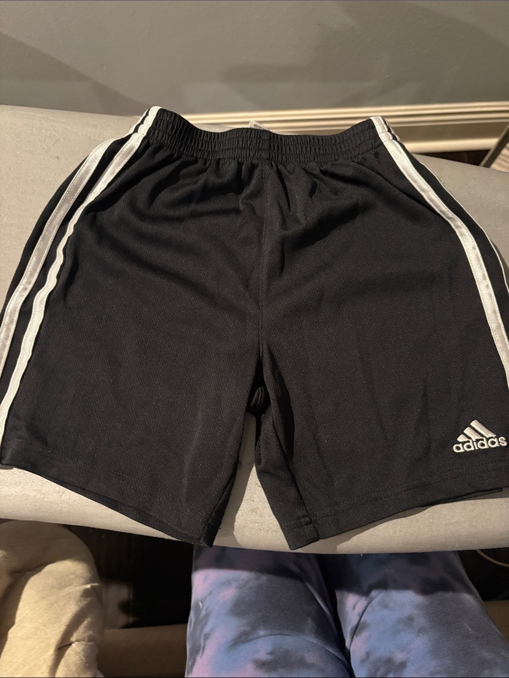 adidas Black Athletic Shorts with White Side Stripes
